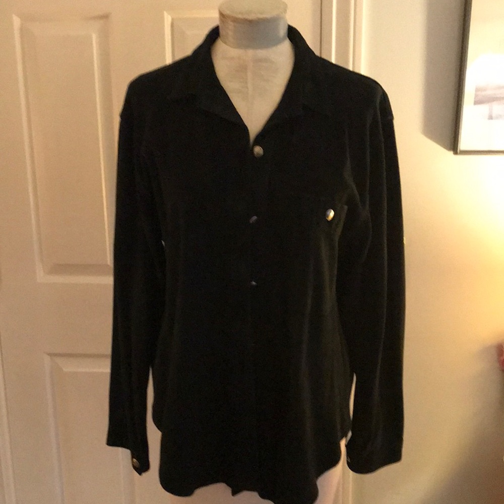 Livingston Williams True West black suede blouse